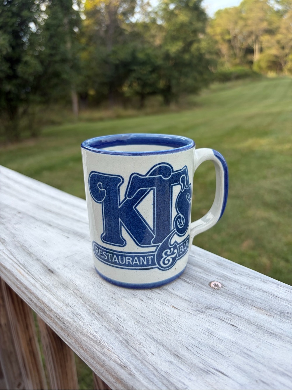 VINTAGE BLUE AND GRAY LOUISVILLE STONEWARE KY COFFEE MUG KT’s Bar